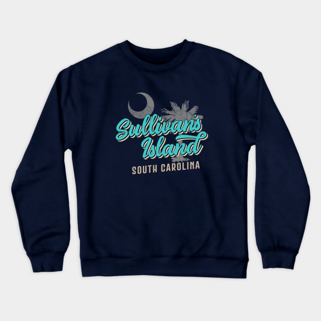 Sullivans Island South Carolina Vintage Script Palmetto Crewneck Sweatshirt by TGKelly